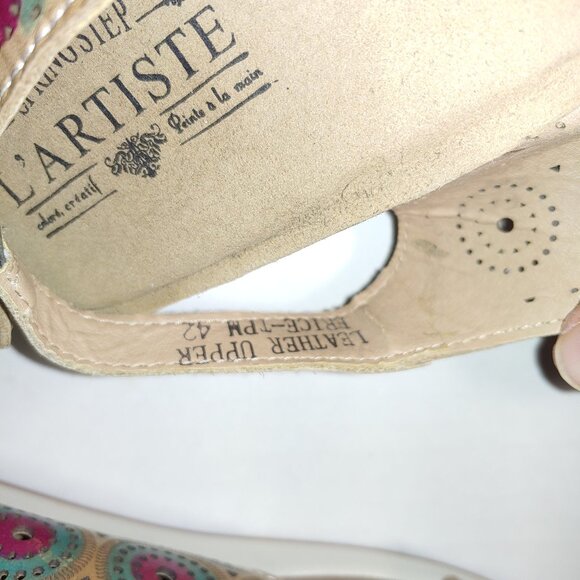 L'Artiste by Spring Step Erice Slingback Sandals Size 10.5/11 Tan Blue - Picture 4 of 9